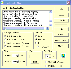 Think Right Now for Windows Control Panel